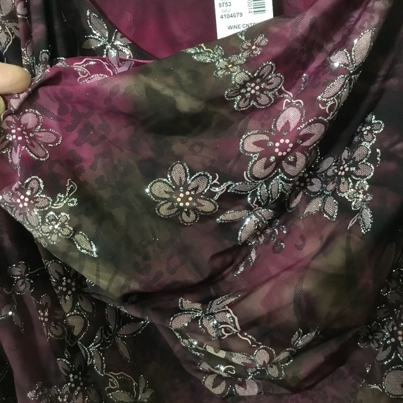 Roz & Ali Women’s Mauve Floral Scoop Neck 3/4 Sleeve Blouse~Size Petite Medium - Picture 7 of 9